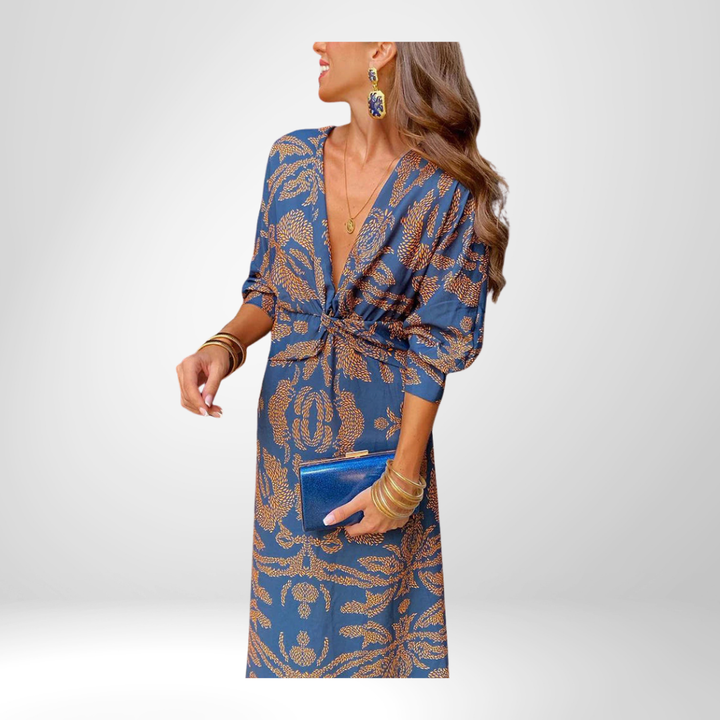 Harper™ | Elegant dress with long sleeves and floral print