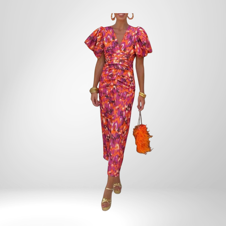 Amelia™ | Vivid Pleated Midi Dress