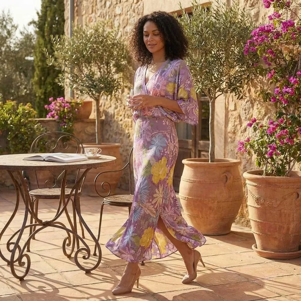 Exquisite Satin Floral Print Off-shoulder Shirt